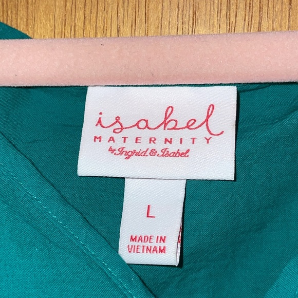 •ISABEL MATERNITY•KELLY GREEN EMBROIDERED FLORAL V NECK TANK TOP SIZE LARGE - Picture 4 of 9